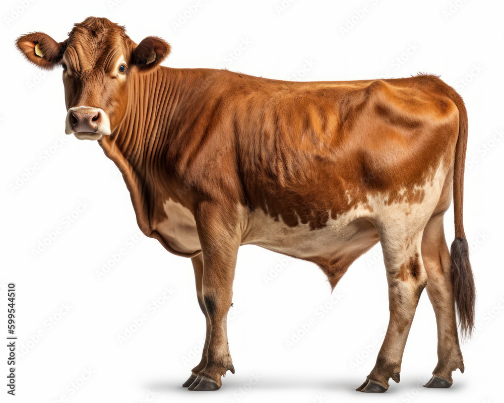 photo of Guernsey cow isolated on white background. Generative AI photo of Guernsey cow isolated on white background. Generative AI