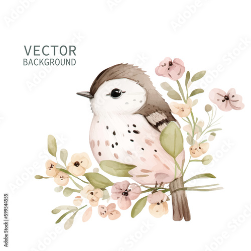 bird nature watercolor neutral colors for kids simple drawing childish cute
