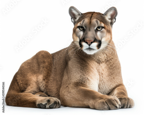 photo of Florida panther isolated on white background. Generative AI