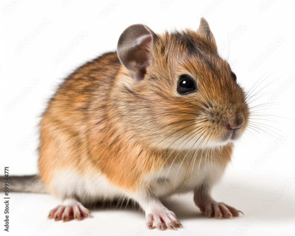 photo of gerbil (rodent) isolated on white background. Generative AI photo of gerbil (rodent) isolated on white background. Generative AI