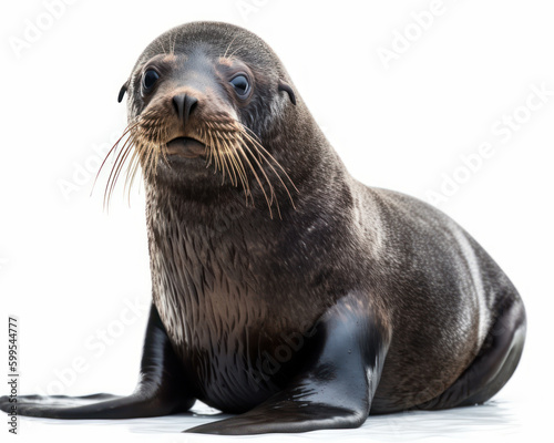 photo of fur seal isolated on white background. Generative AI