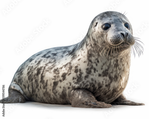 photo of gray seal isolated on white background. Generative AI