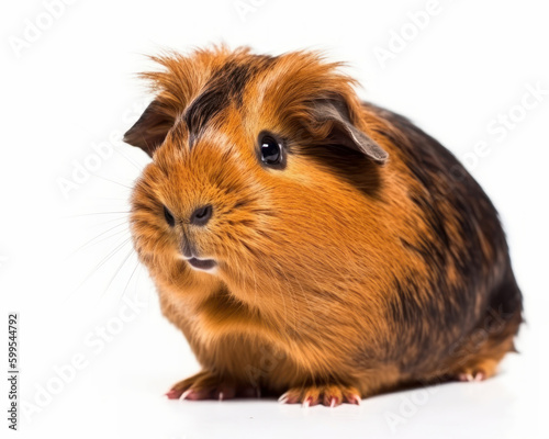 photo of guinea pig isolated on white background. Generative AI