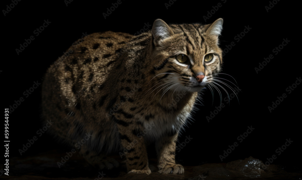 photo of Geoffroy’s cat on black background. Generative AI photo of Geoffroy’s cat on black background. Generative AI