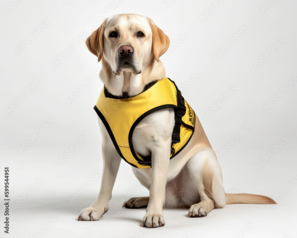 photo of guide dog isolated on white background. Generative AI photo of guide dog isolated on white background. Generative AI