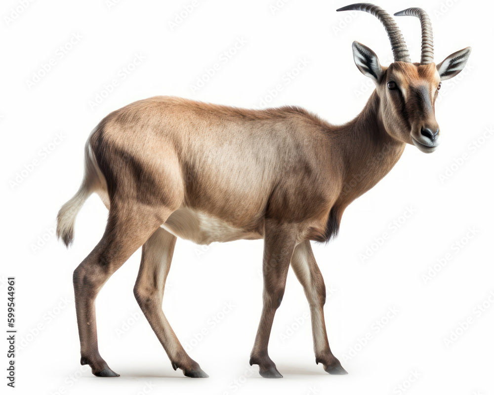 photo of goat antelope isolated on white background. Generative AI photo of goat antelope isolated on white background. Generative AI