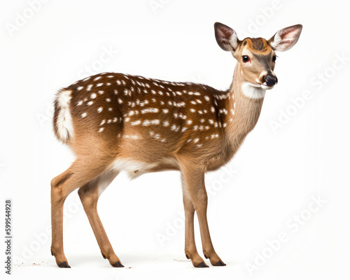 photo of fallow deer (Dama dama) isolated on white background. Generative AI