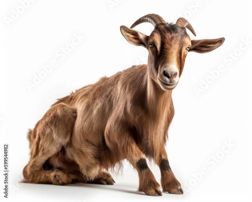 photo of goat isolated on white background. Generative AI
