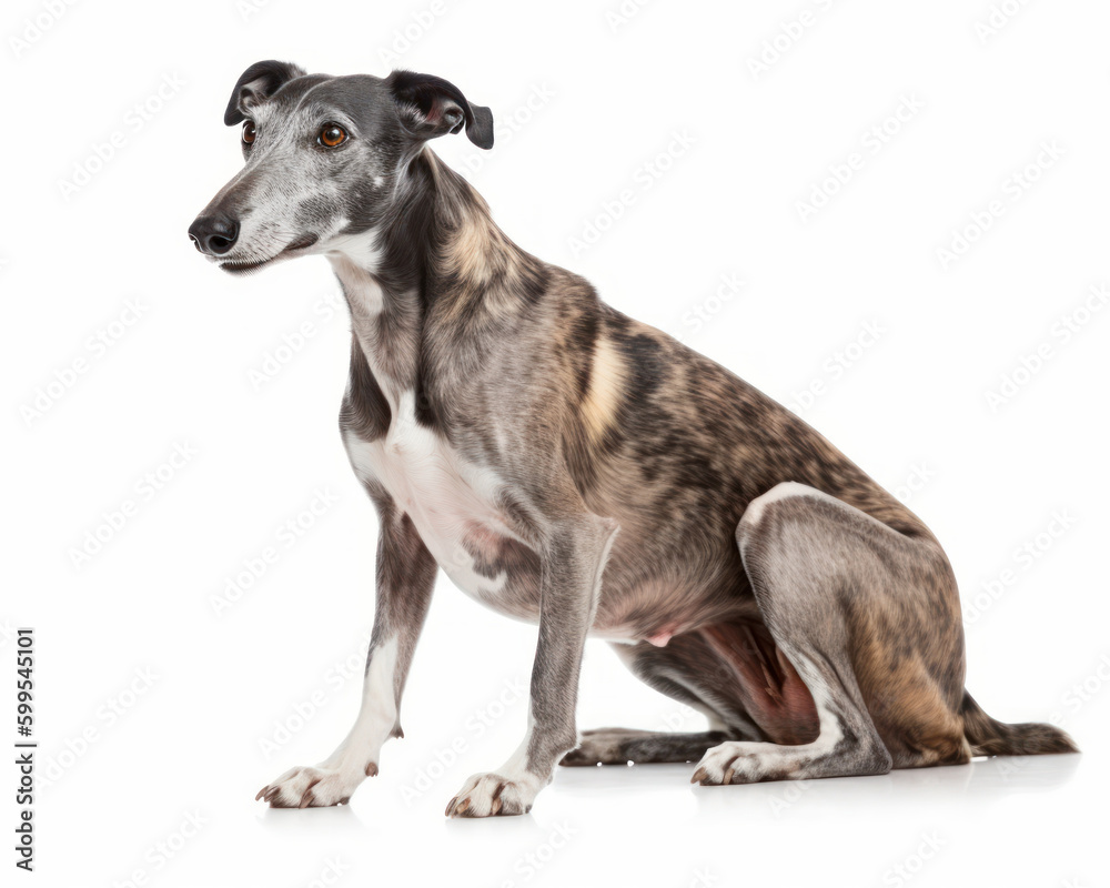 photo of Greyhound isolated on white background. Generative AI