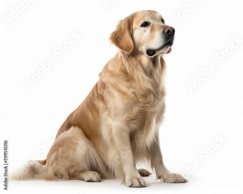 photo of Golden Retriever dog isolated on white background. Generative AI