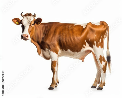 photo of Guernsey cow isolated on white background. Generative AI