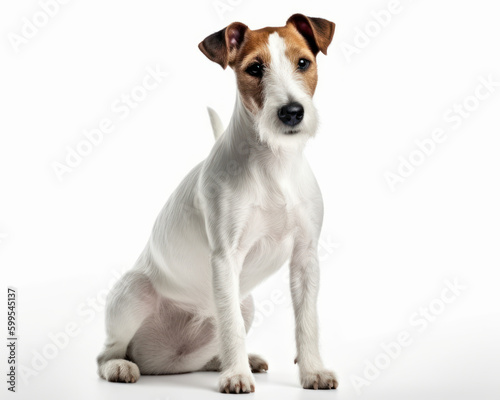 photo of fox terrier isolated on white background. Generative AI © Bartek