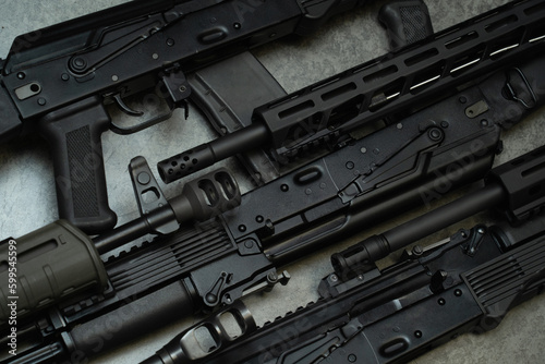 Firearms, rifles, close up photo.