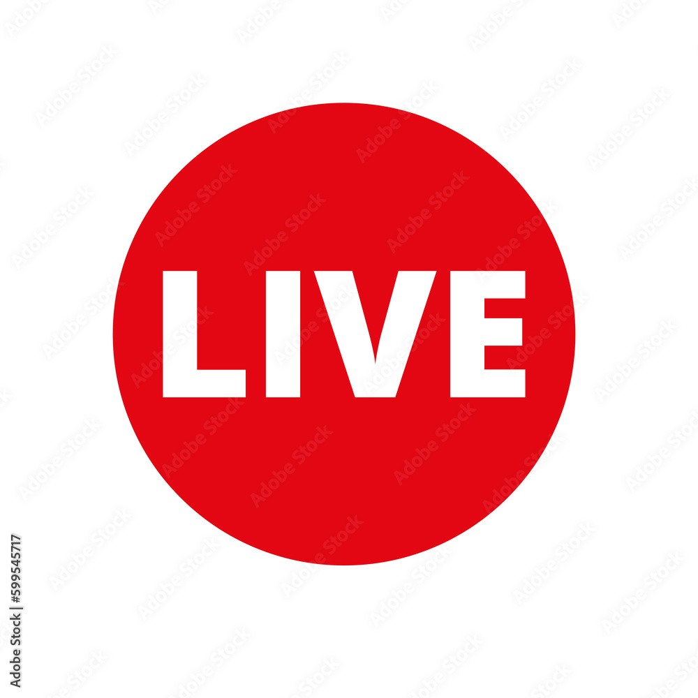 Red live button icon on a Transparent Background Red live button icon on a Transparent Background