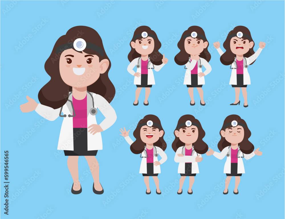 Set of doctor with different poses Set of doctor with different poses
