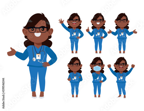 Set of doctor with different poses