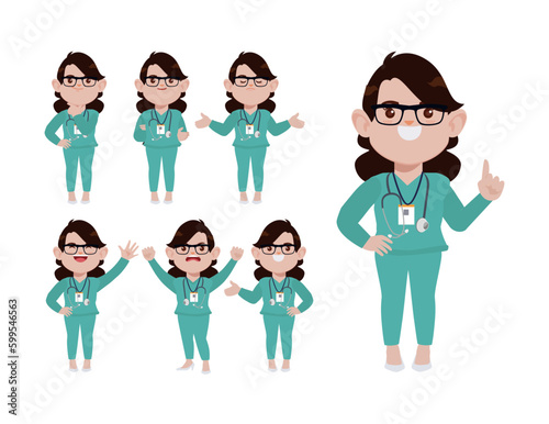 Set of doctor with different poses
