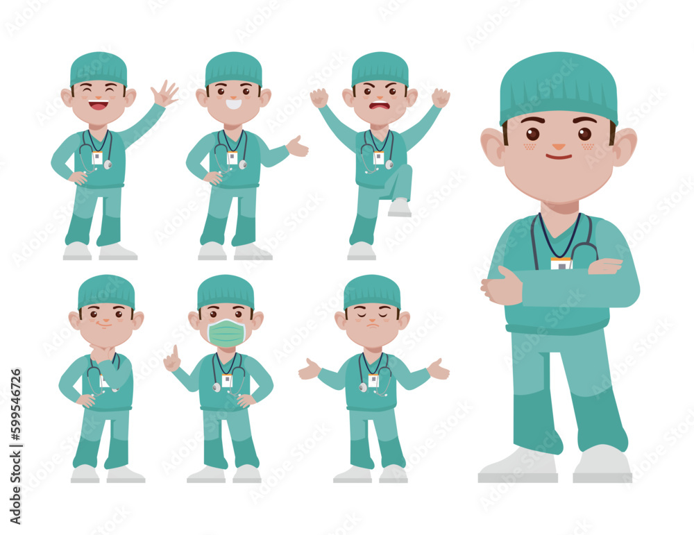 Set of doctor with different poses Set of doctor with different poses