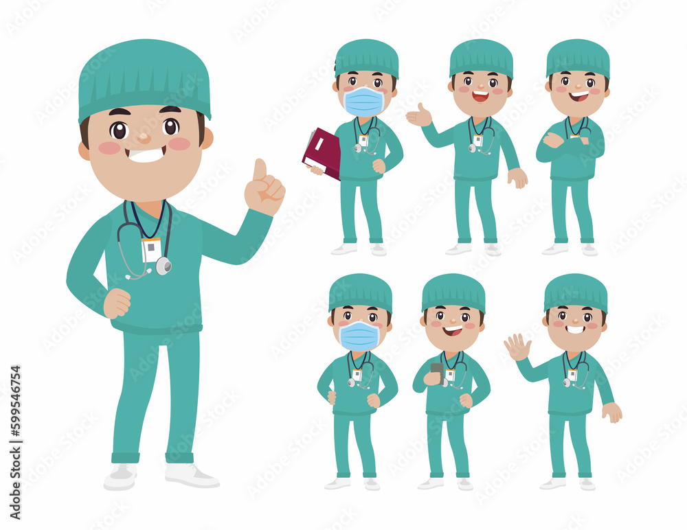 Set of doctor with different poses Set of doctor with different poses