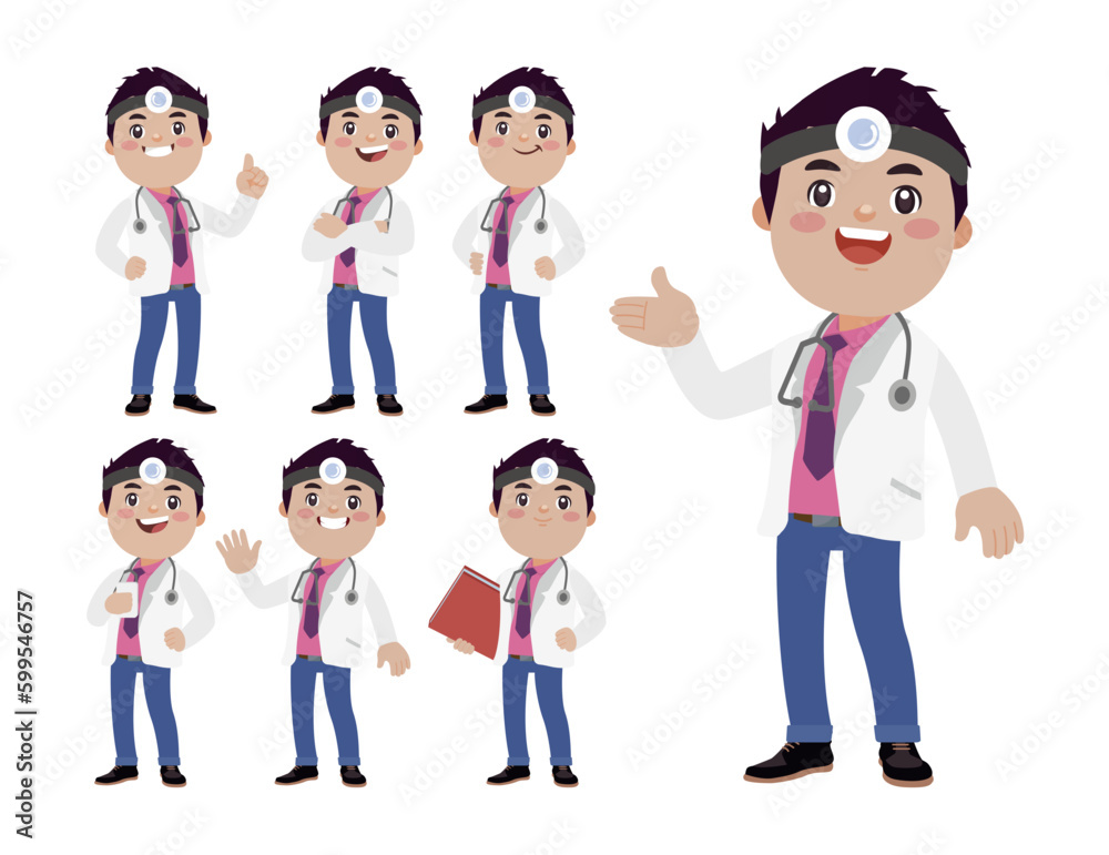 Set of doctor with different poses Set of doctor with different poses