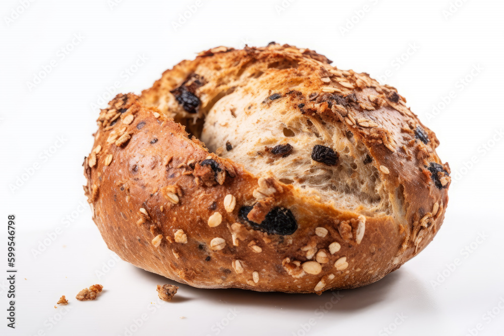 Bread with seeds white background. AI Generative. Bread with seeds white background. AI Generative.