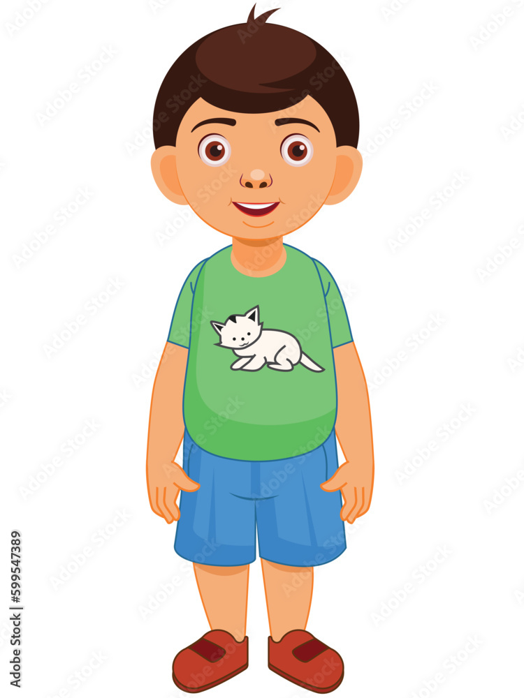 Little Boy's front character. studying at school Little Boy's front character. studying at school