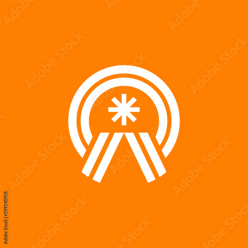 Open Road into Sunset Circle Badge Outdoor Cycling Logo Design Vector
