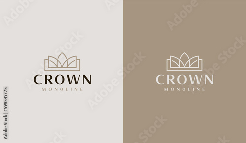 Crown Monoline Logo. Universal creative premium symbol. Vector sign icon logo template. Vector illustration