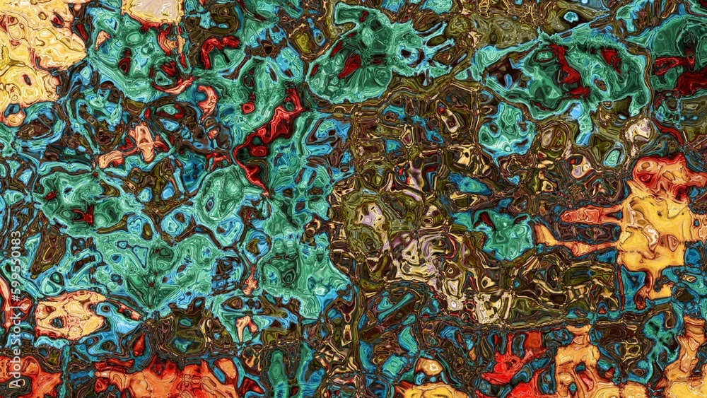 Fractal complex green gold bronze patterns - Mandelbrot set detail, digital artwork for creative graphic