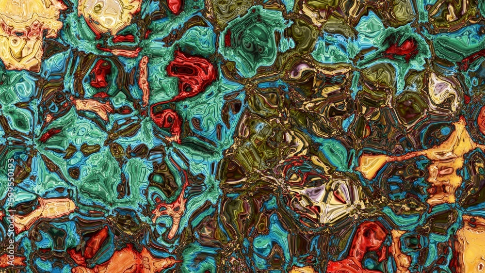 Fototapeta premium Fractal complex green gold bronze patterns - Mandelbrot set detail, digital artwork for creative graphic