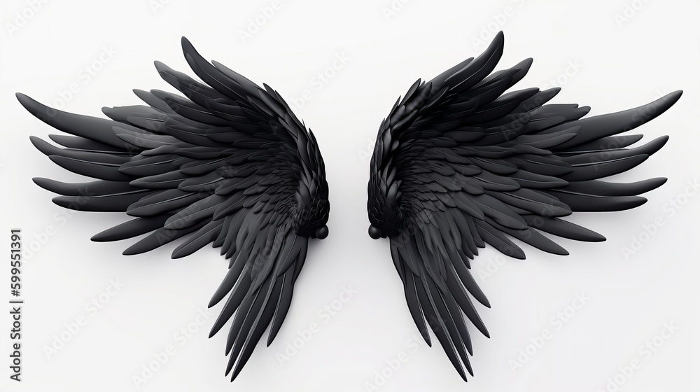 black wings on white background Stock Photo