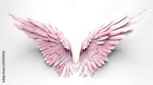 pink angel wings on white background.