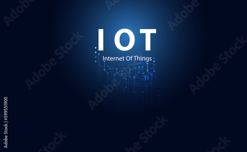 Abstract technology futuristic concept internet of things digital circle iot icon infographic on modern blue background