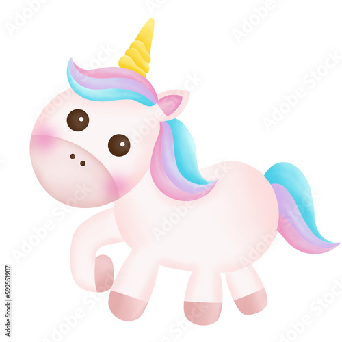 Illustration of a cute unicorn. kawaii unicorn character collection. © windmill