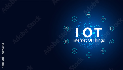 Abstract technology futuristic concept internet of things digital circle iot icon infographic on modern blue background