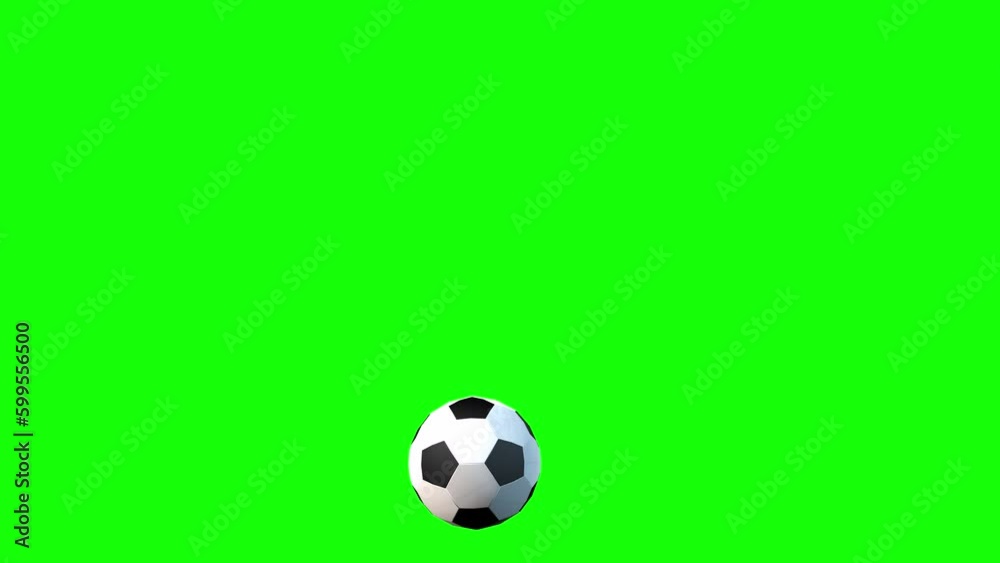 Football soccer ball falling bouncing and rolling towards the camera and passing by on green screen 3D animation Football soccer ball falling bouncing and rolling towards the camera and passing by on green screen 3D animation