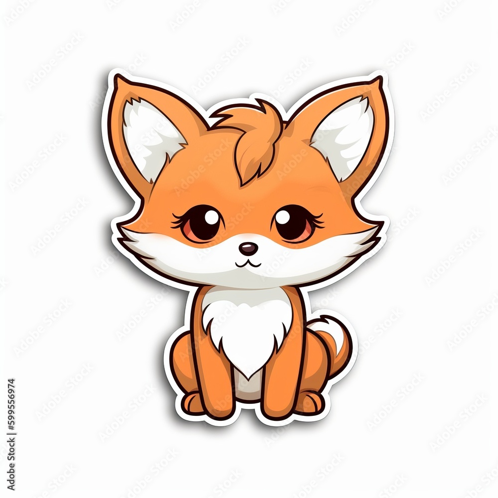 A cute chibi Fox sticker with a white background, radiating adorable and lovable vibes. The chibi Fox is depicted in a small and super deformed style, cute fox sticker, red fox cartoon, Generative AI A cute chibi Fox sticker with a white background, radiating adorable and lovable vibes. The chibi Fox is depicted in a small and super deformed style, cute fox sticker, red fox cartoon, Generative AI