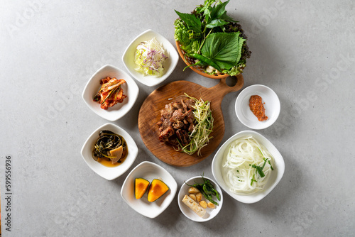 Charcoal Grilled Spareribs Korean food dish meal Grilled Pork Belly Marinated Grilled Pig Skin Kimchi Stew stew, bean paste stew