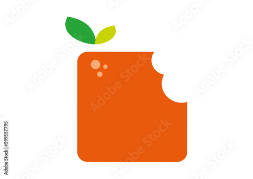 Colorful and simple orange like fruit logo with teeth marks