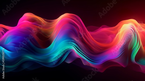 Wallpaper Mural Abstract fluid holographic neon curved wave in motion, Colorful background, 3D render, Generative AI Torontodigital.ca