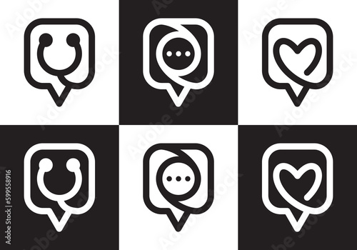 online chat logo design. doctor talk consult symbol icon vector
