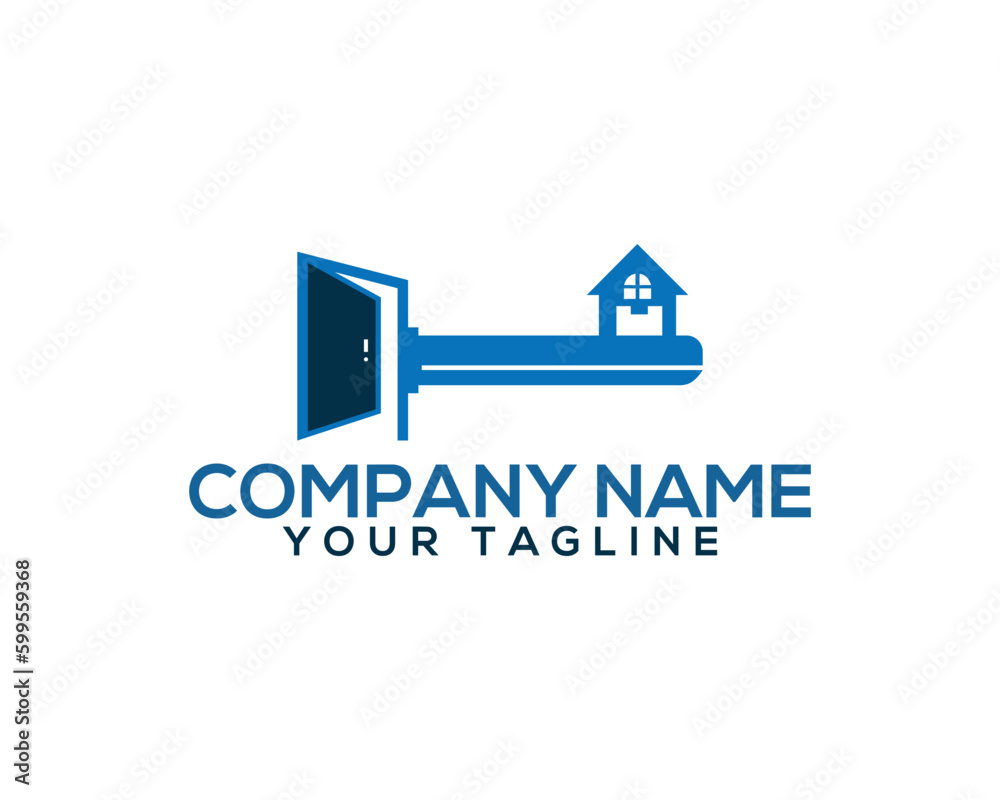 Creative key house logo design concept. Security, Home sell, home buy, reality buy vector Illustration.	