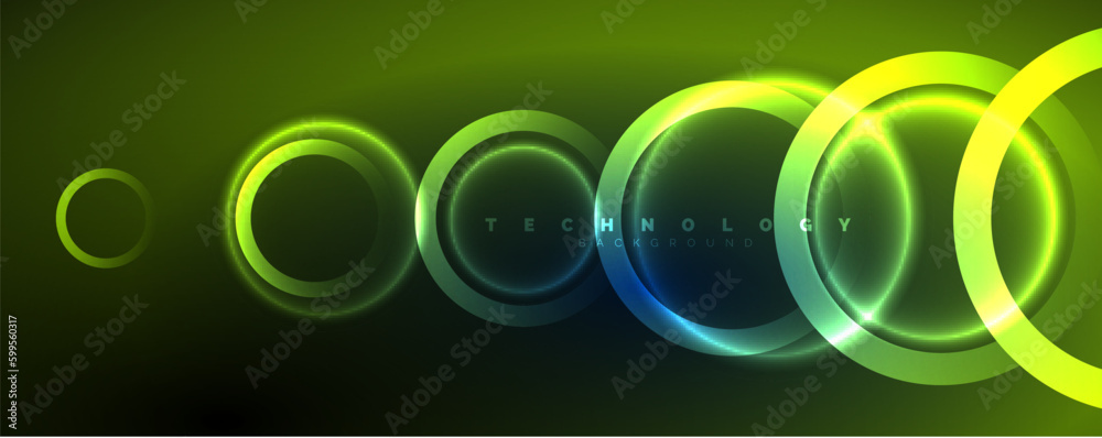 Neon shiny circles abstract background, technology energy space light concept, abstract background wallpaper design Neon shiny circles abstract background, technology energy space light concept, abstract background wallpaper design