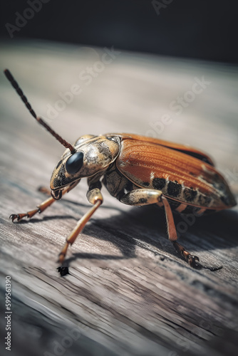 Chafer on white wooden background. ai