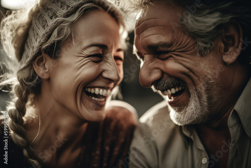 Love and Laughter. Experience the pure happiness of a couple as they engage in playful activities, filling the air with laughter and smiles AI Generative