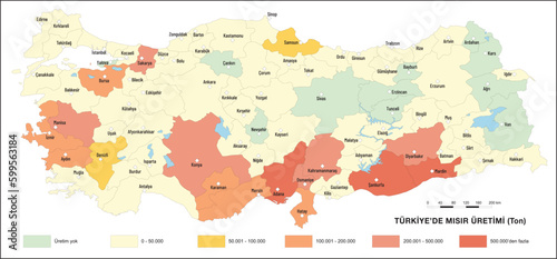 Turkiye Maize Production Map, Geography Lesson, Agriculture in Turkiye, Egypt, Turkiye Map