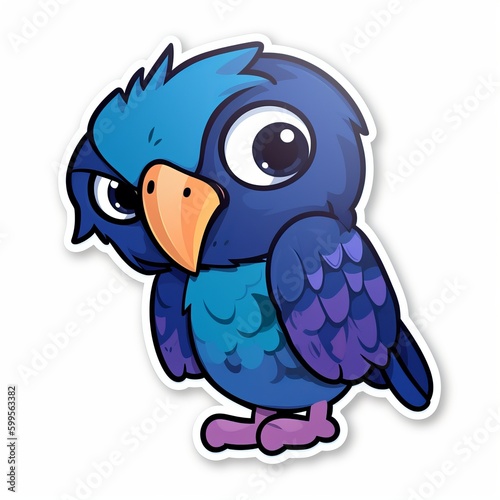 A cute chibi Hyacinth Macaw sticker with a white background, radiating adorable and lovable vibes. The chibi Hyacinth Macaw is depicted in a small and super deformed style, Generative AI © Ameer