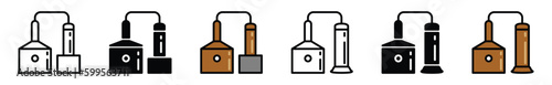 Distillery icon vector. Beer and brewing icons symbol in thin line, flat, and color style with editable stroke on white background. Vector illustration