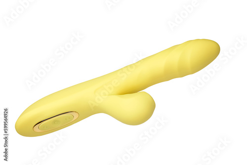 sex toy yellow vibrator for the clitoris on a transparent background
