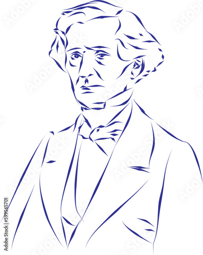 vector illustration portrait of classical music composer Hector Berlioz photo